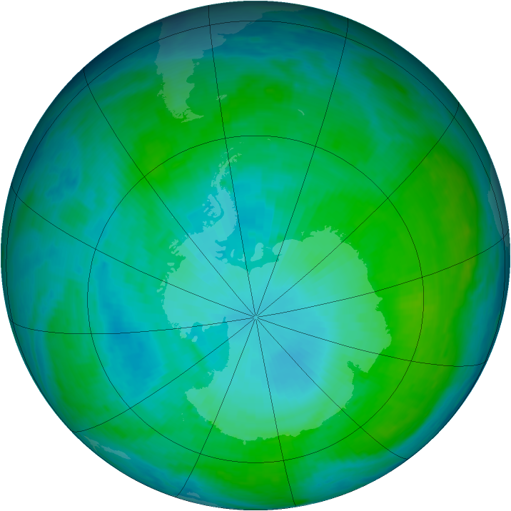 Antarctic ozone map for 23 January 1993